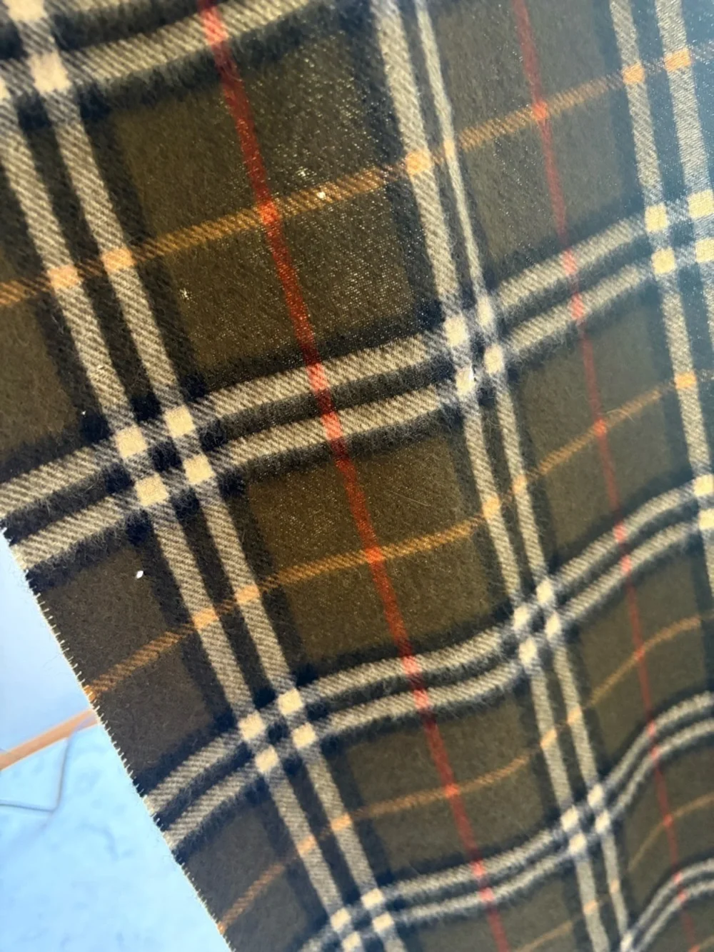 Vintage Burberry's Green Nova Check Cashmere Scarf Authentic